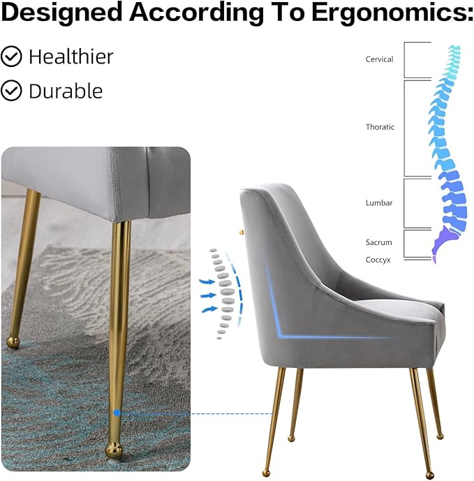 Velvet Dining Chairs Set of 2, Furniture Collection Modern Contemporary - Image 6