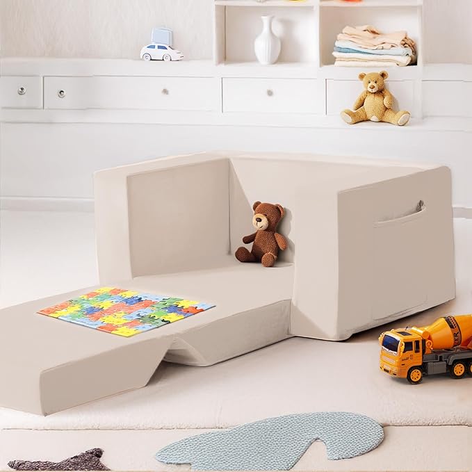 Kids Couch, 2-in-1 Toddler Chair Comfy 1-3 Years, Convertible Kids Chair - Image 8