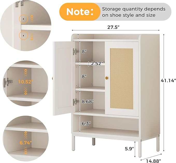 Rattan Shoe Cabinet Storage for Entryway, Shoe Cabinet - Image 2