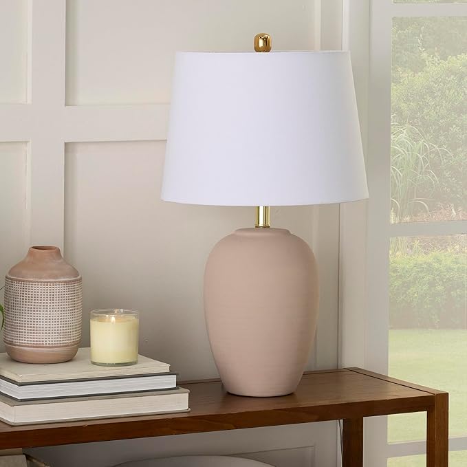 Nourison Home 23" Light Pink Ceramic Jar Table Lamp by NourisonHome