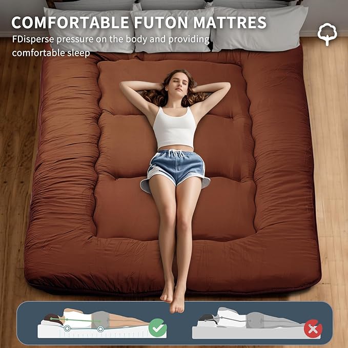 Japanese Floor Mattress, Roll Up Memory Foam Tatami Mat Easy to Store and - Image 4