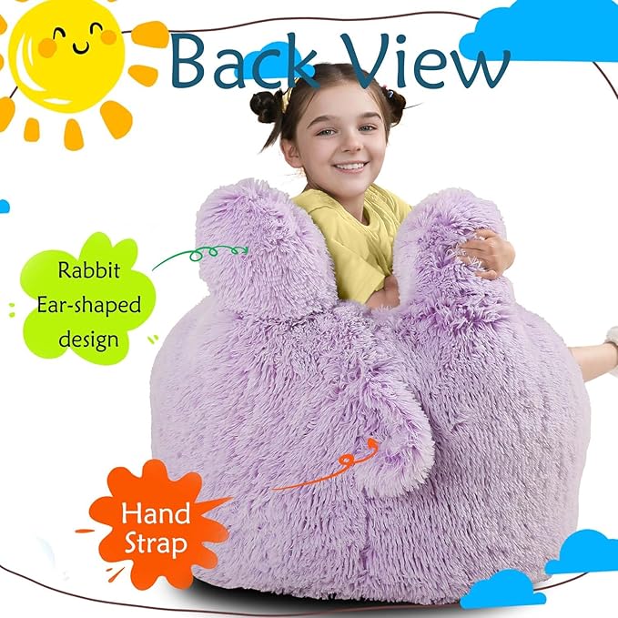 Bean Bag Chair for Kids with Plush Faux Fur Cover, 2.5FT Memory Foam Filled - Image 4