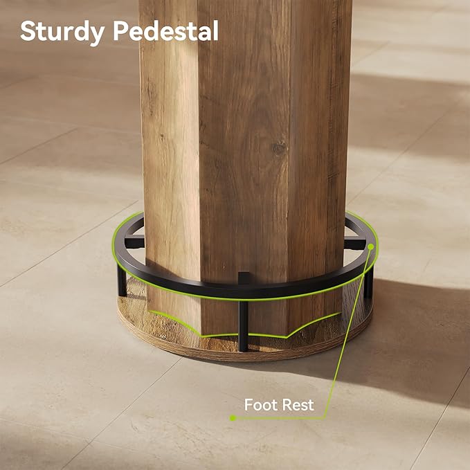 LITTLE TREE Round Bar Table, 39.4" H Wooden Bistro Pub Table - Image 7