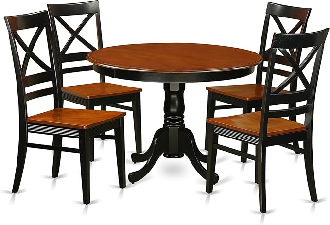 East West Furniture HLQU5-BCH-W 5 Piece Dining Room Furniture Set Includes a by EastWestFurniture