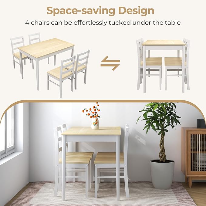 Giantex Dining Table Set for 4, Dining Room Table Set for 4, Breakfast Nook - Image 3