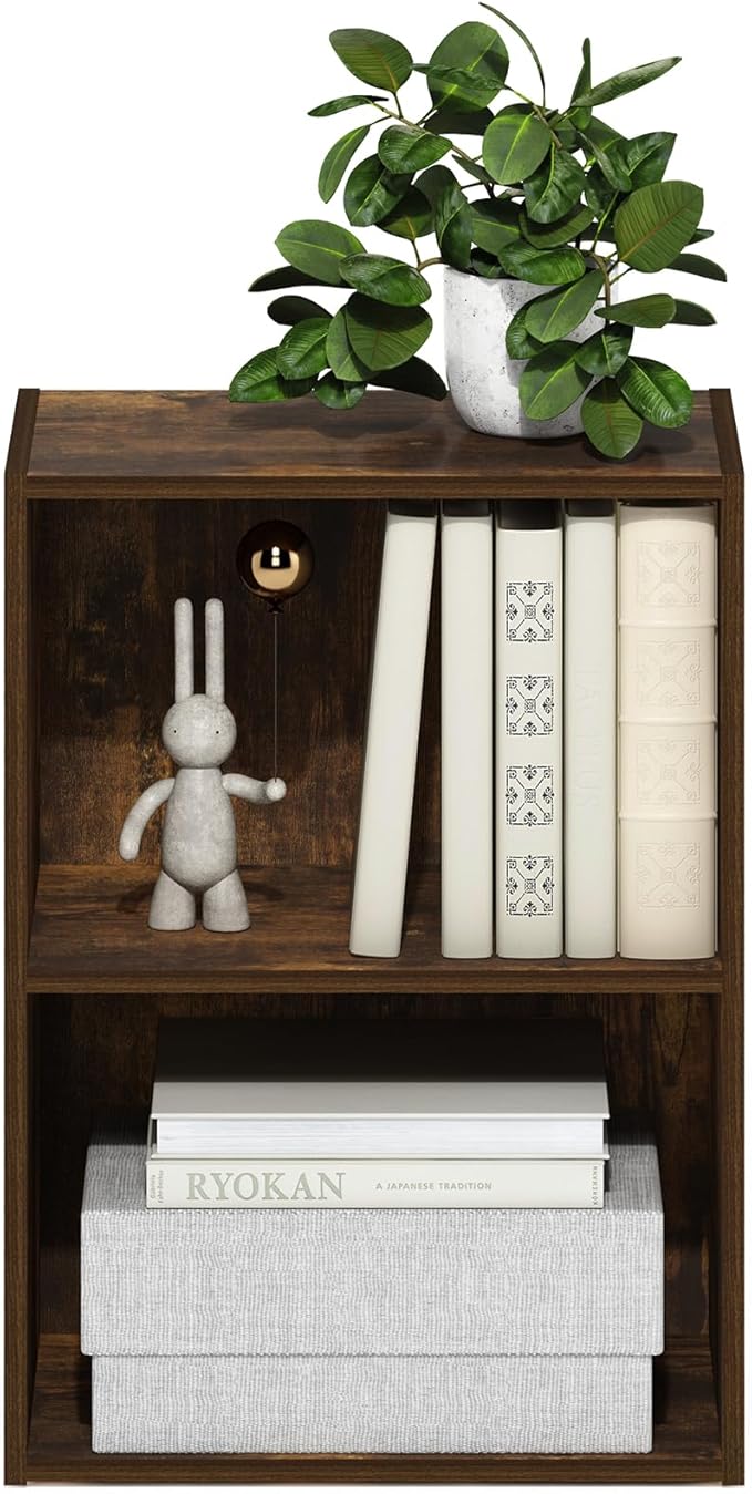 Furinno Luder 2-Tier Open Shelf Bookcase, Amber Pine - Image 4