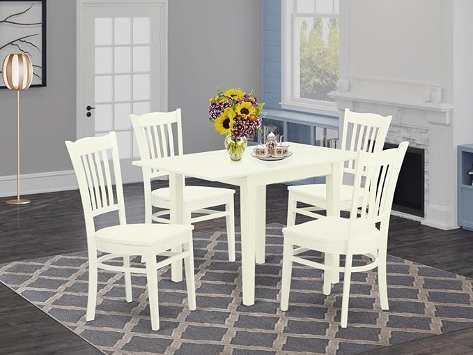 East West Furniture NDGR5-LWH-W 5 Piece Dining Room Furniture Set Includes a - Image 2