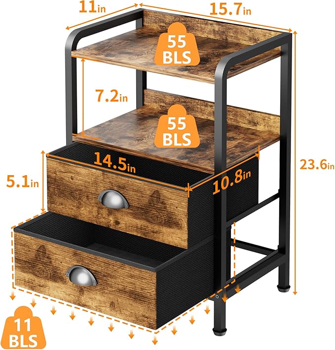 Nightstand Bedside Table with 2 Drawers Small Kids Night Stand - Image 8