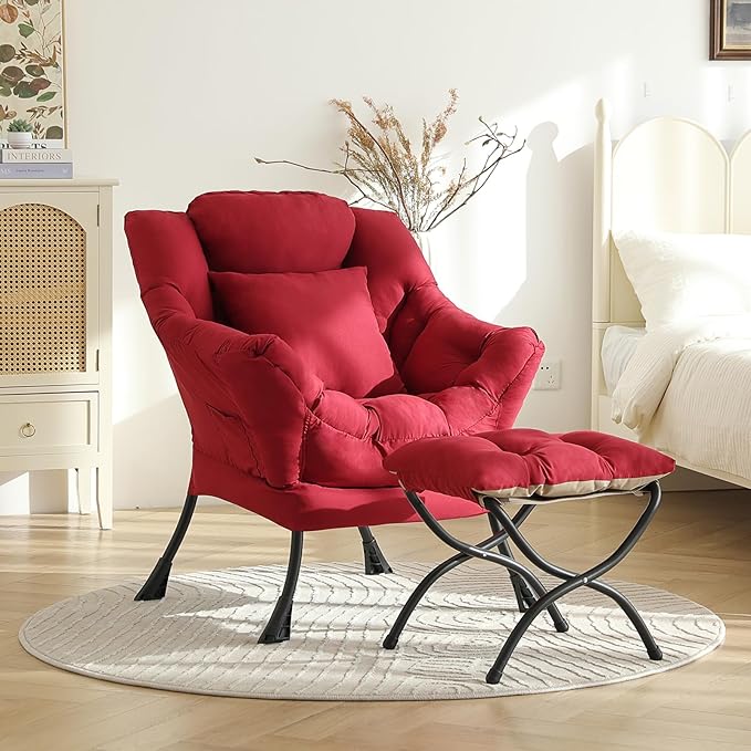 Lazy Chair with Ottoman, Modern Lounge Armchair with a Pillow, Leisure Sofa - Image 4