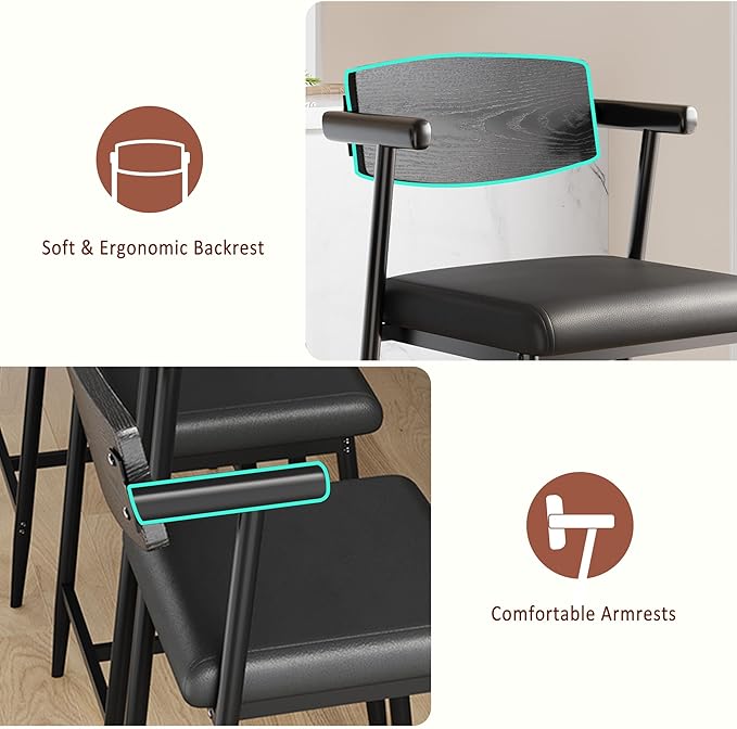 GarveeHome Counter Height Bar Stools Set of 2 - Image 6