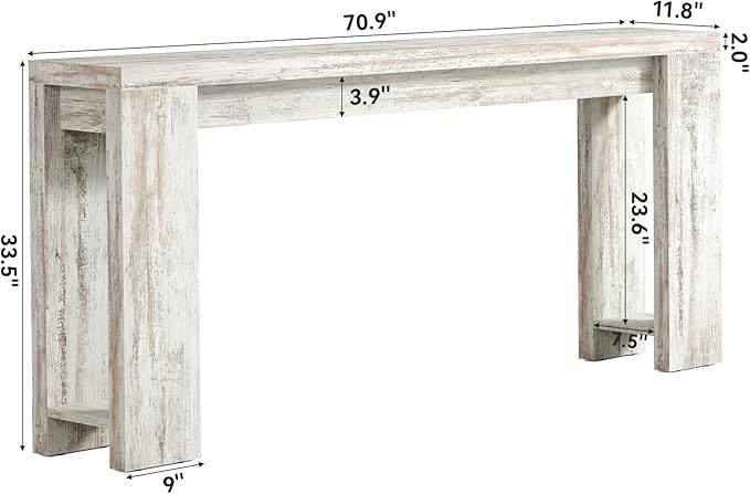 LITTLE TREE 70.9-Inch Entryway Table, Long Narrow Farmhouse Sofa Console Table - Image 3