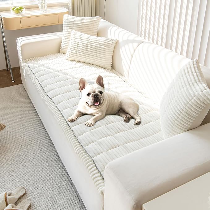 OTOB Couch Covers for 3 Cushion Sofa Pet Friendly, Plush Fuzzy Non Slip Sofa by OTOB