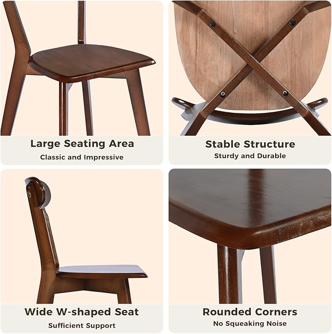 DELAVIN Soild Wood Dining Chairs Set of 6, Mid Century Oak Wood Kitchen Chairs - Image 7
