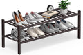 Haddockway Long 2 Tier Bamboo Shoe Rack Storage Organizer, Small Space by Haddockway