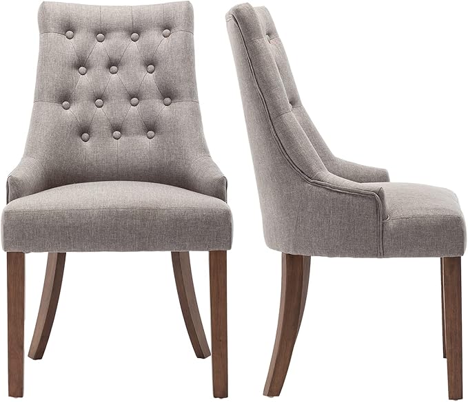 COLAMY Wingback Upholstered Dining Chairs Set of 2, Fabric Side Dining Room by COLAMYINC