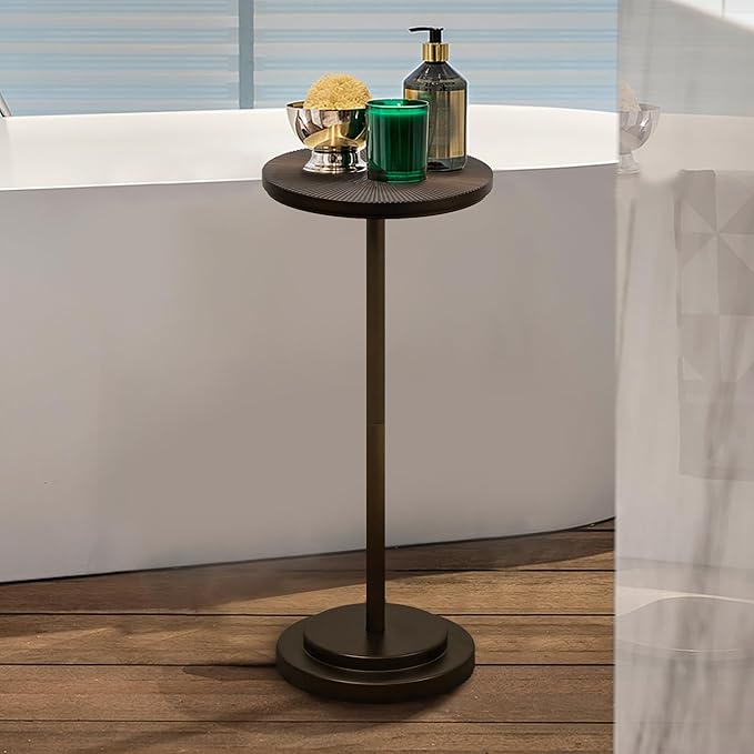 Drink Table, Carved Table Top Martini Table, Small Side Table, Weighted Base - Image 9