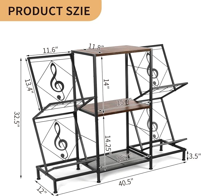 Record Player Stand with Vinyl Record Storage, Turntable Stand with 4-Tier - Image 4