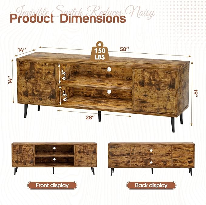 YESHOMY Modern TV Stand for 65" Television, Entertainment Center - Image 6