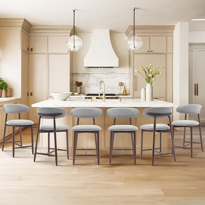 COLAMY Bar Stools Set of 6, Counter Height Bar Stools, Wood Bar Stools - Image 3