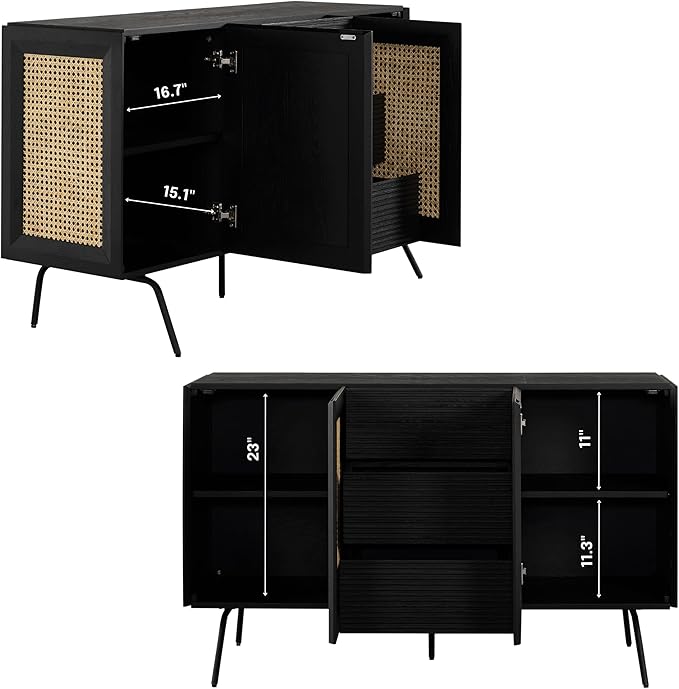 NTC MOSSIC Sideboard with 2 Doors and 3 Drawers, Buffet Cabinet with Natural - Image 3