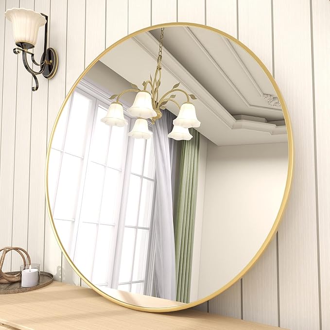 BEAUTYPEAK 18 Inch Round Mirror, Metal Frame Circle Mirror, Wall Mounted - Image 6