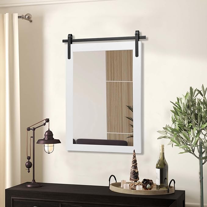Farmhouse Bathroom Mirror, Barn Door Style Decor Living Room Entryway Bedroom - Image 7
