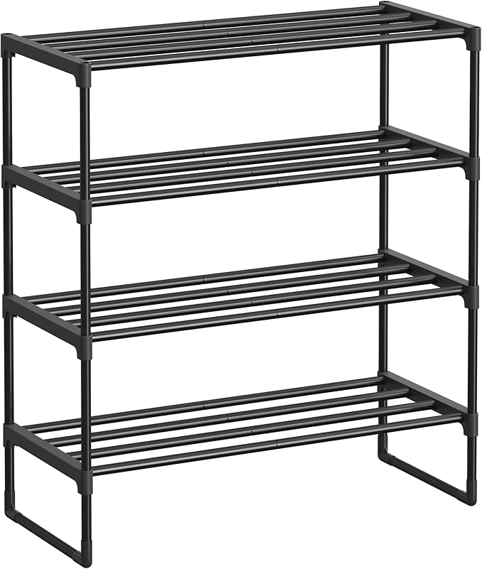 SONGMICS Shoe Rack, 4-Tier Shoe Organizer, Metal Storage Shelf, Upright or by SONGMICSbySONGMICSHOME