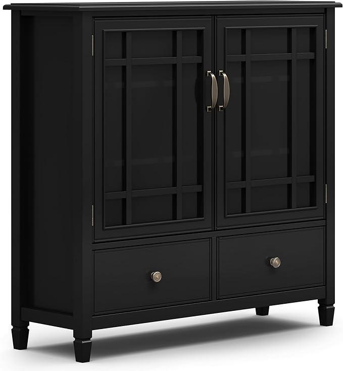SIMPLIHOME Connaught SOLID WOOD 46 inch Wide Traditional Tall Storage Cabinet by SimpliHome