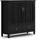 SIMPLIHOME Connaught SOLID WOOD 46 inch Wide Traditional Tall Storage Cabinet by SimpliHome