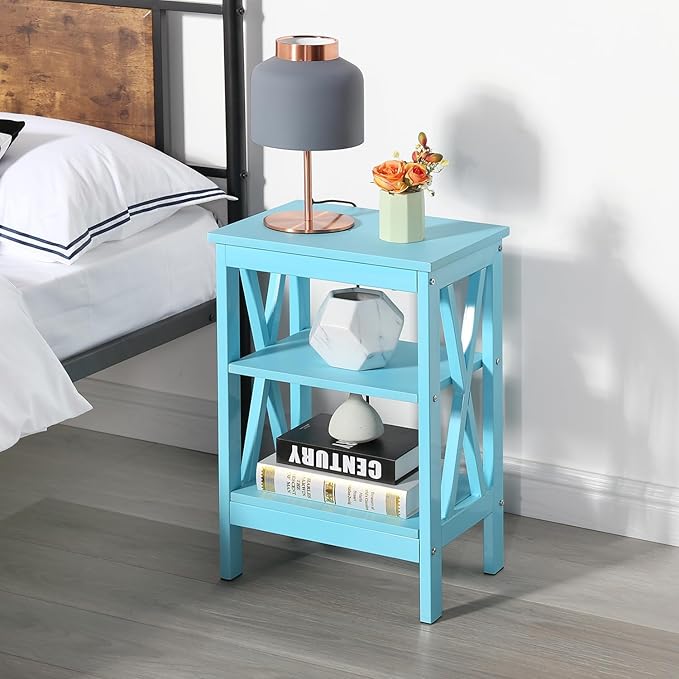 VECELO Modern Nightstands X-Design Side End Table Night Stand - Image 2