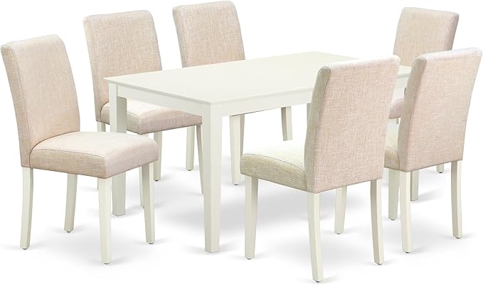 East West Furniture CAAB7-LWH-02 7 Piece Dining Room Furniture Set Consist of a by EastWestFurniture
