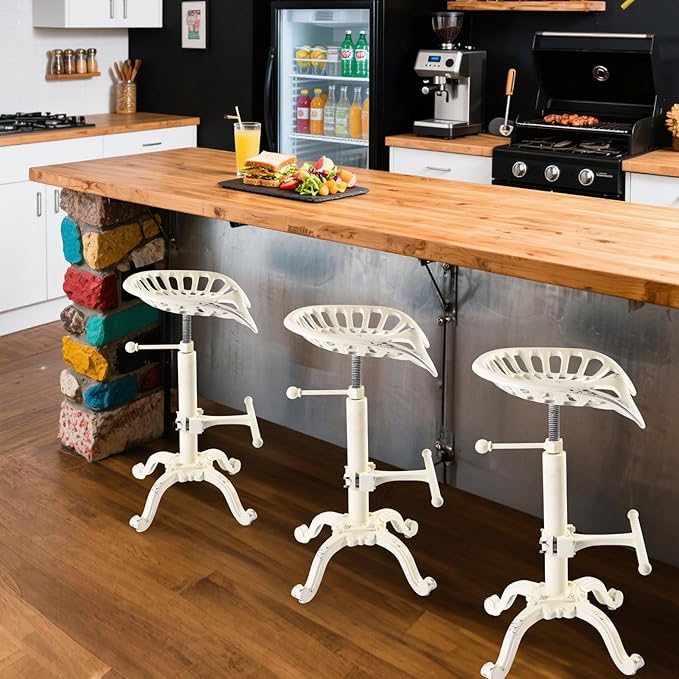 Vintage Tractor Seat Bar Stools Rustic 20-27inch Counter Height Adjustable - Image 2