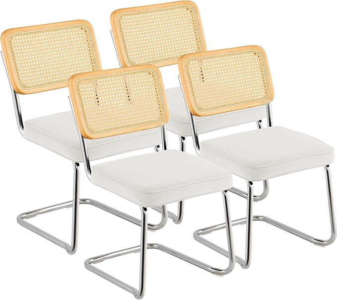 VEVOR Rattan Dining Chairs Set of 4, Mid Century Modern Dining Chair, by VEVOR