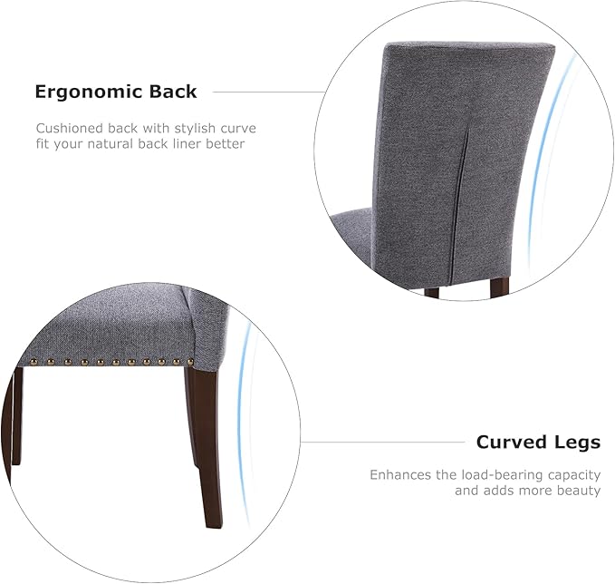 COLAMY Upholstered Parsons Dining Chairs Set of 2, Fabric Dining Room Kitchen - Image 8