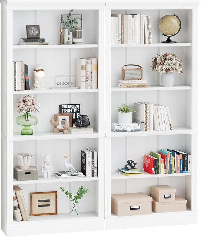 YESHOMY 72" Bookcase and Bookshelf, 5-Tier Wood Bookcases - Image 7