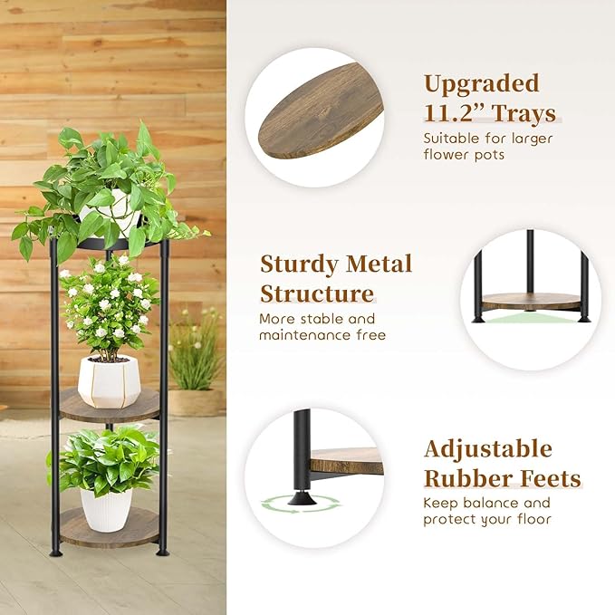 KMOTASUO 3 Tier Black Plant Stand Indoor - Image 3