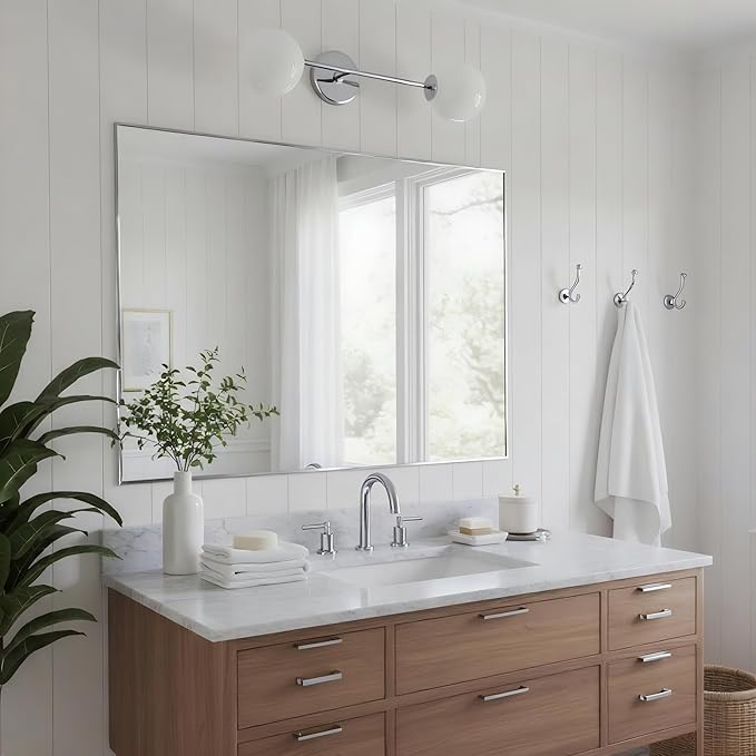 30x40 Inch Nickel Bathroom Mirror - Image 2