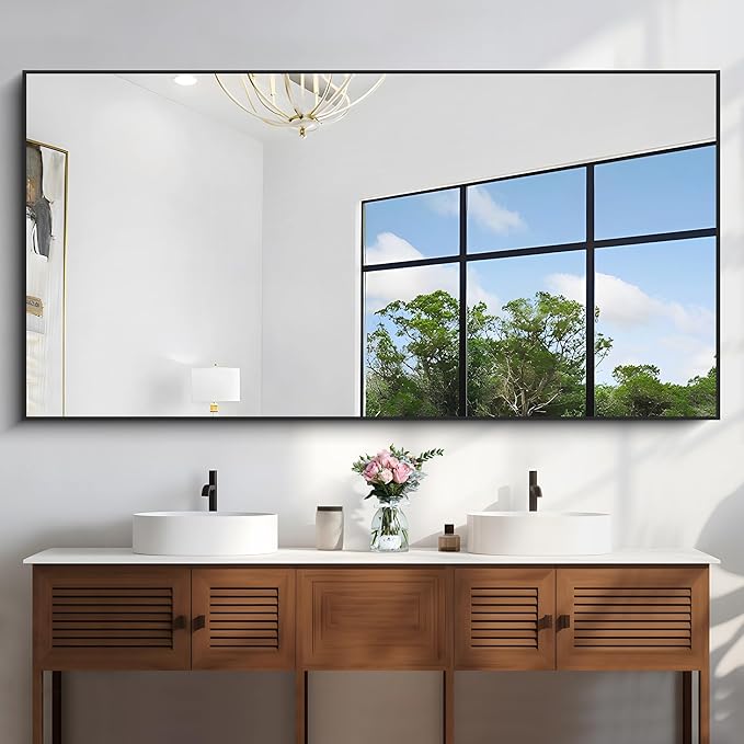 KOCUUY Black Bathroom Mirrors for Wall, 72x36 Large Rectangle Mirrors for - Image 5
