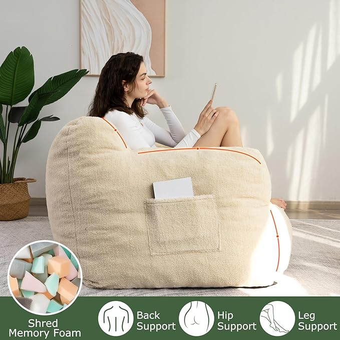 HIGOGOGO Giant Bean Bag Chairs for Adults, Big Comfy Chair Sofa for Bedroom - Image 6