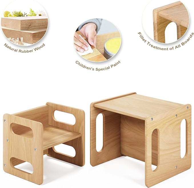Montessori Weaning Table and Chair Set, Real Hardwood, Desk - Image 6