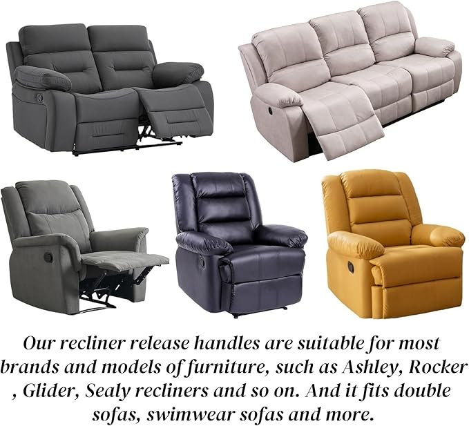 2 Sets of Metal Recliner Release Pull Handle, Universal Heavy Duty Sofa Release - Image 7