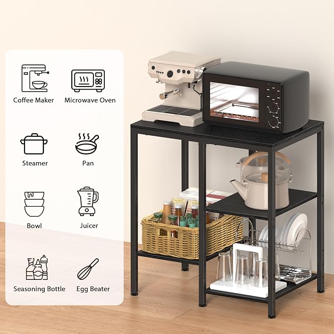 Kitchen Microwave Stand, 4-Tier Adjustable Bakers Rack, Space-Saving Metal - Image 6