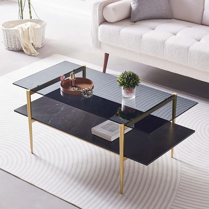 Rectangle Coffee Table for Living Room, Mid-Century Modern Design, L41 x W21 x by LumFurn