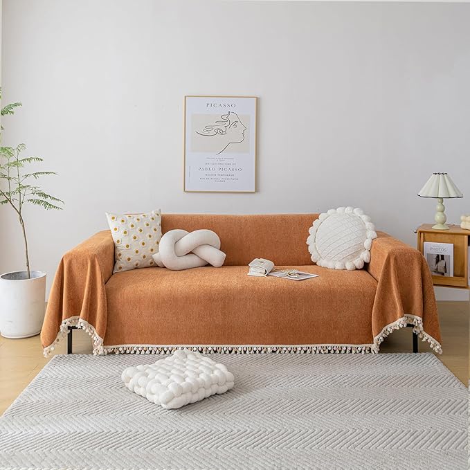 HANDONTIME Dark Orange Sofa Covers by HANDONTIME