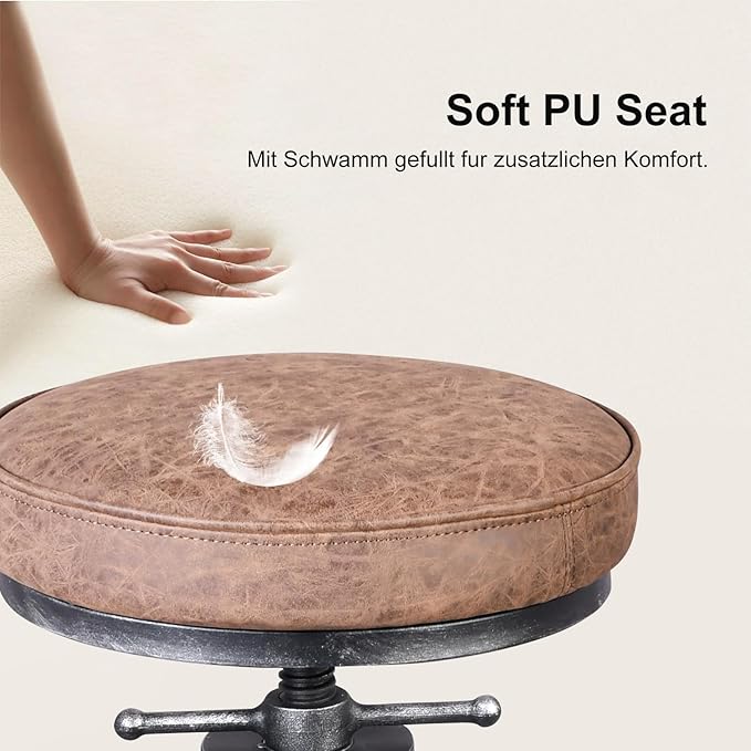 Industrial Bar Stools Swivel Pu Seat Vintage Kitchen Island Counter Stool - Image 4