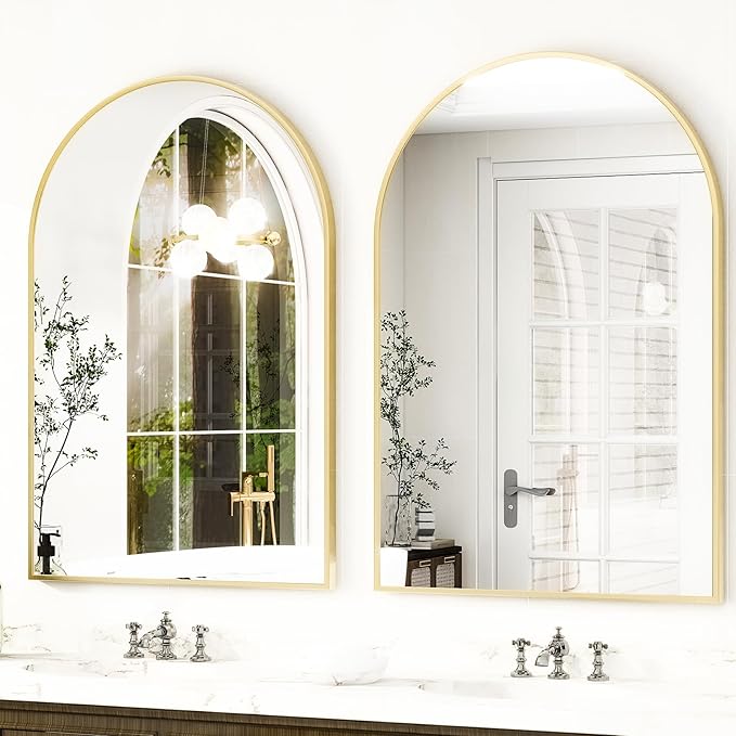 HARRITPURE Arched Wall Mirror – 30"x40" Arch Bathroom Mirror Metal Frame Vanity - Image 2