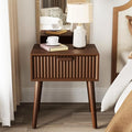 COSIEST Modern End Table w Striped Pattern, Mid-Century Nightstand w Storage by COSIEST
