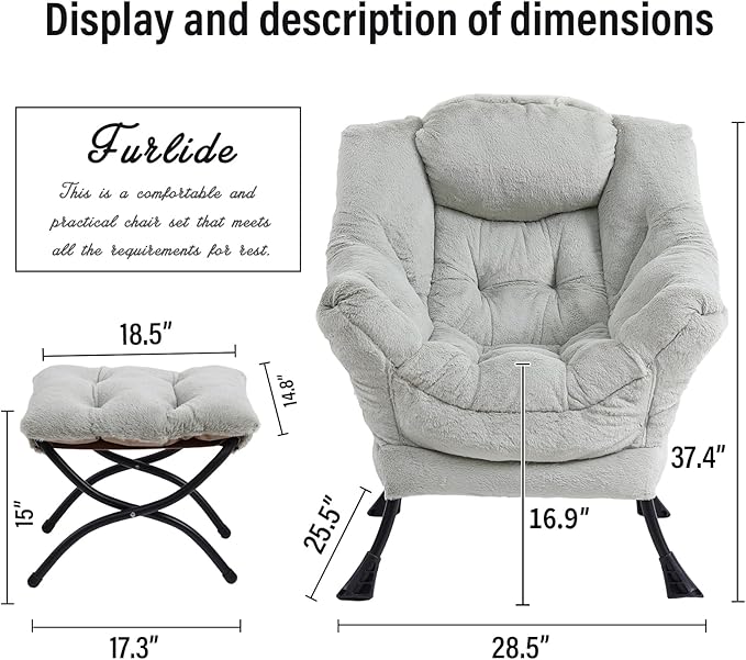 Lazy Chair with Ottoman, Modern Chair with Folding Footrest, Lounge Accent Chair - Image 3