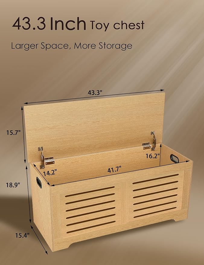 DINZI LVJ Storage Chest, 43.3”Wooden Storage Box - Image 2