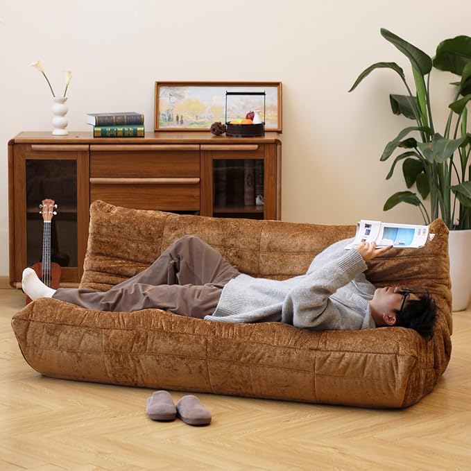 N&V Fireside Chair, Mid Century Armless Floor Sofa, Soft Premium Chenille Floor - Image 6